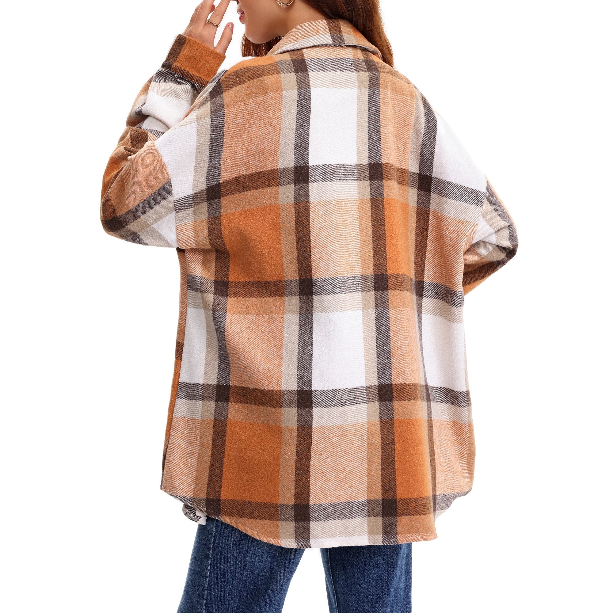 LinenMarket Plaid Shirts for Women Flannel Long Sleeve Shacket Jacket Ladies Shirt Button Down Top Casual Coats