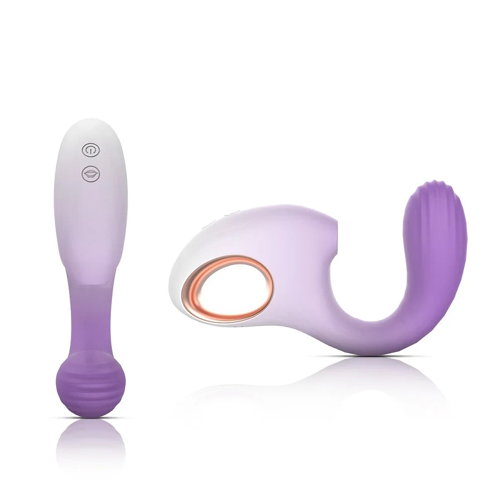 Madiva Sucking Vibrators for Women,Dual Vibrating Massagers for Female, Clitoral G Spot Vibrators for Personal Massage,Purple White.