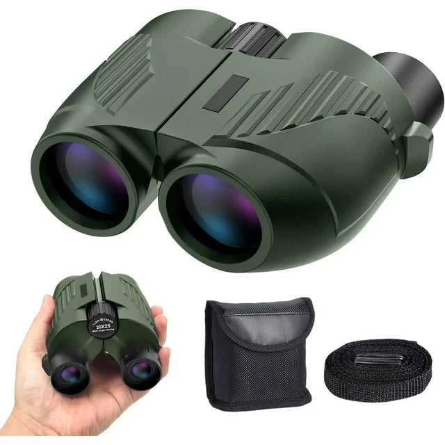 20X25 Compact Binoculars for Adults and Kids,Large Eyepiece Waterproof Binocular，Easy Focus Small Binoculars for Bird Watching,Hiking and Concert, Green