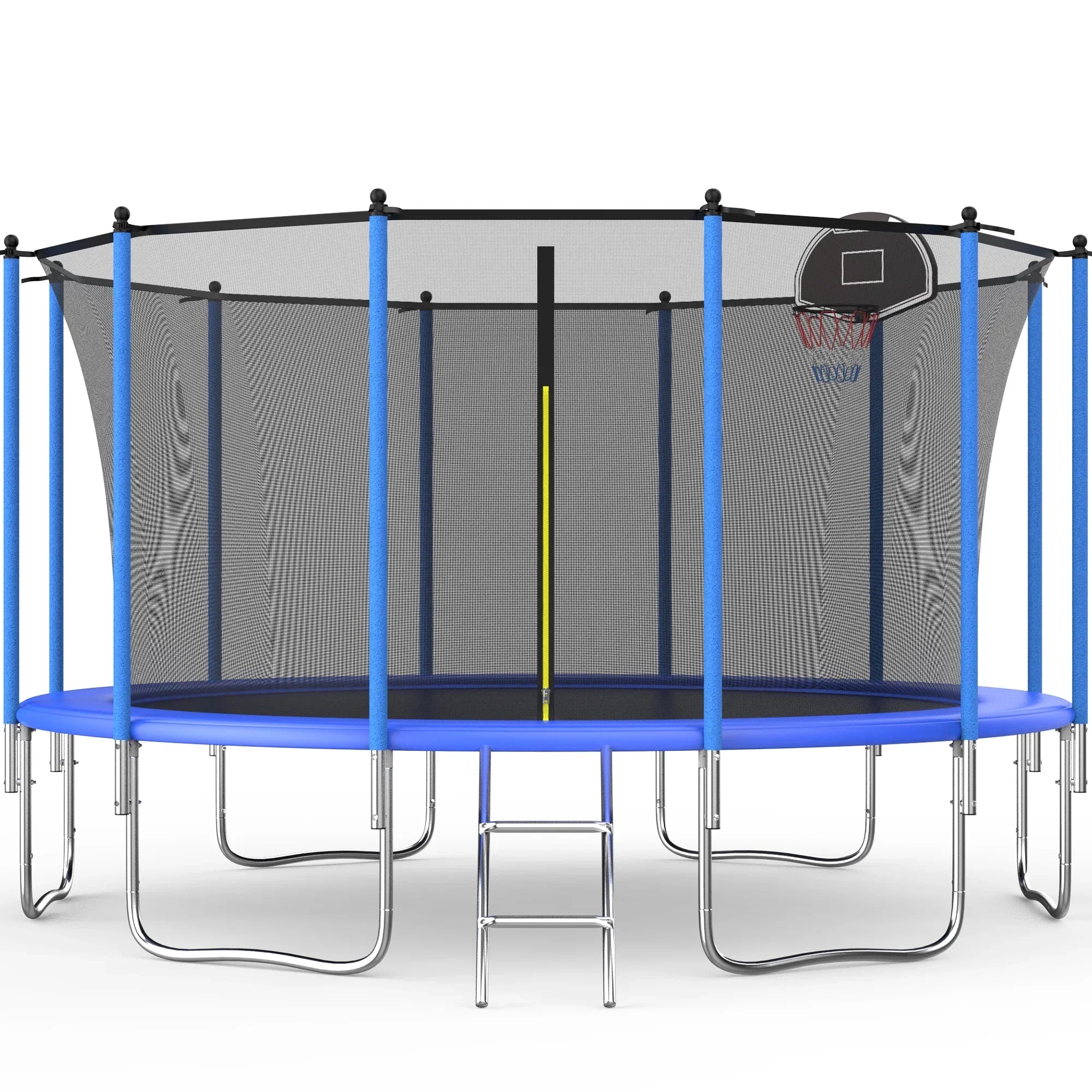 EUROCO 1500LB 14FT Trampoline for Adults and Kids, Trampoline with Enclosure ,Ladder,Basketball Hoop,Heavy Duty Recreational Trampoline Capacity for 6-7 Kids