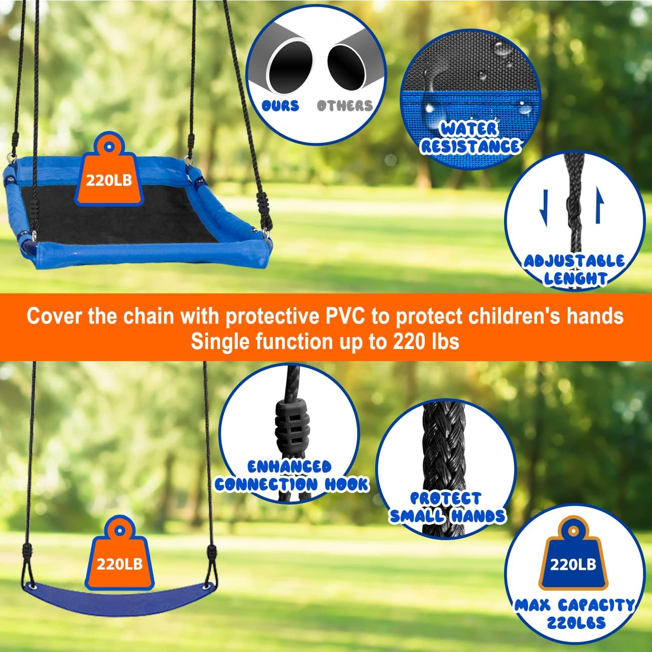 Metal Swing Sets for Backyard,Heavy-Duty Outdoor Kids Playsets for Playground