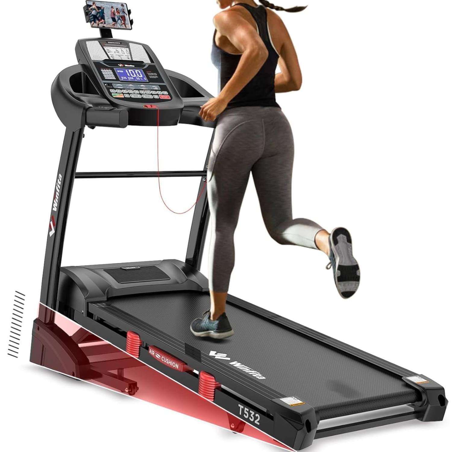 Folding Treadmill with Auto Incline, 3.25HP Ultra-silent Motor, Speed Range of 0.6~9MPH,300lb Weight Capacity,Bluetooth Connectivity, Home&Office Fitness Equipment