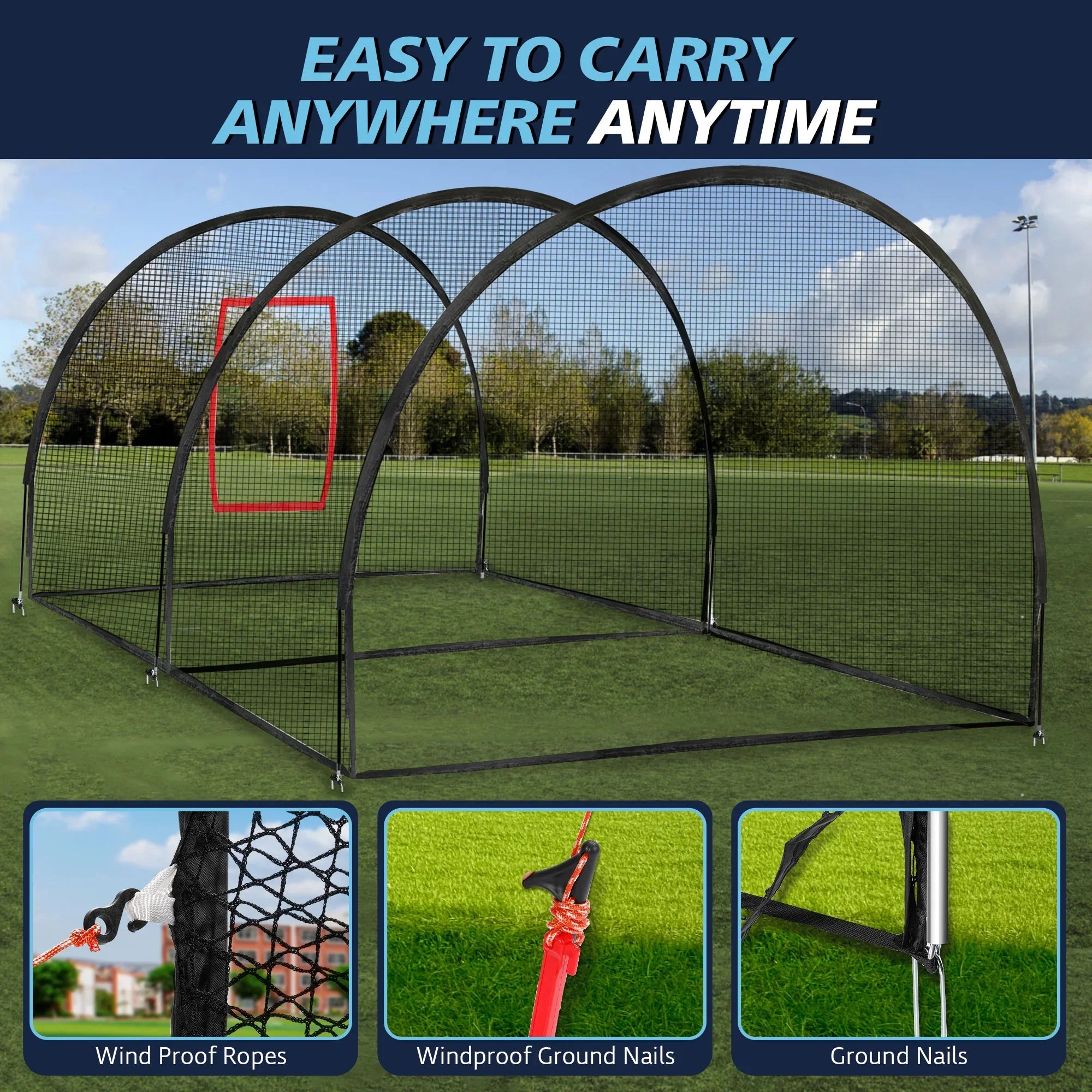 Batting Cage, 22x12x8FT Baseball Batting Cage Net, Portable Batting Cage, Baseball or Softball Batting and Pitching Practice for Outdoor Backyard Home Use