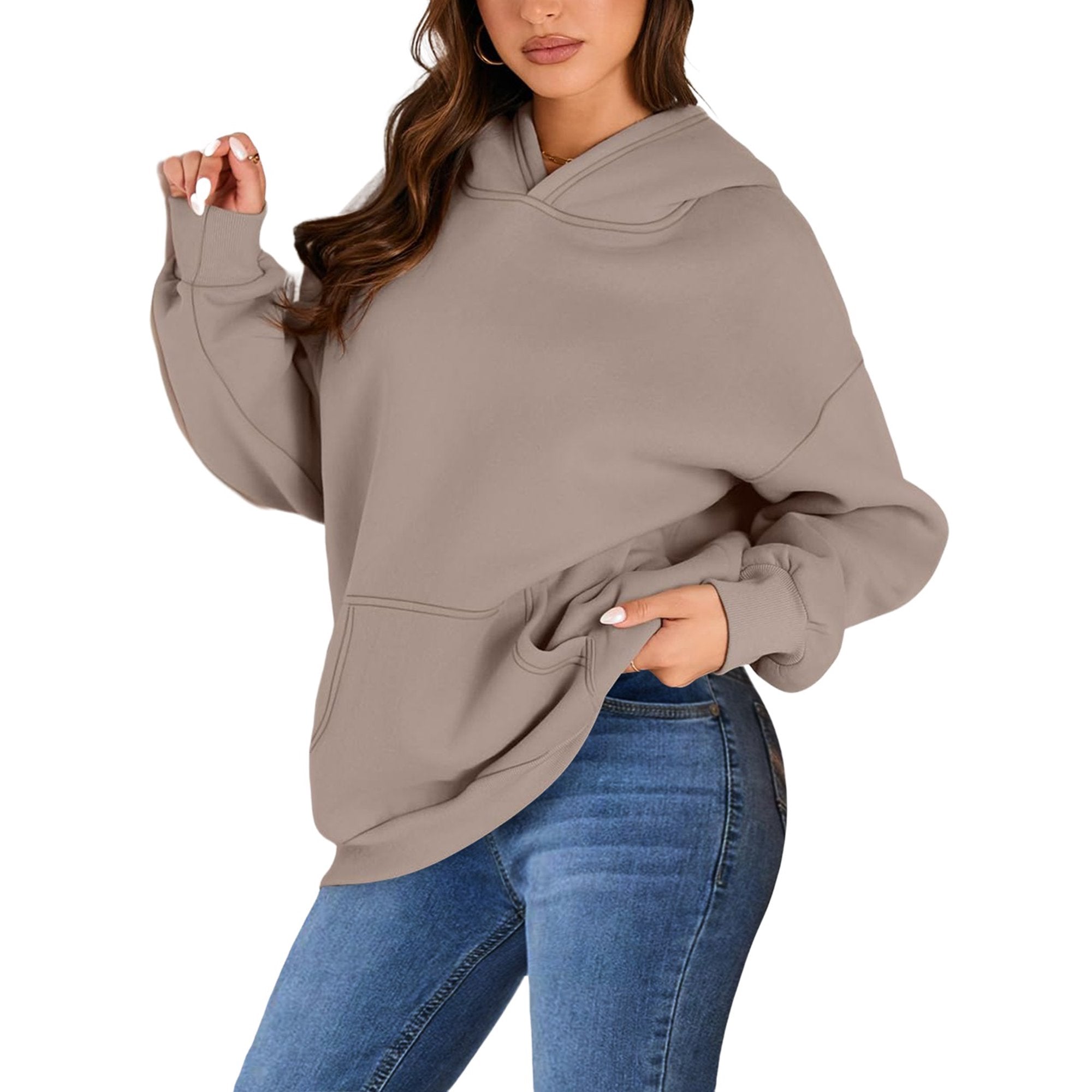 LinenMarket Hoodies for Women Fleece Hooded Sweatshirts Oversized Pullover Long Sleeve Ladies Tops with Pocket