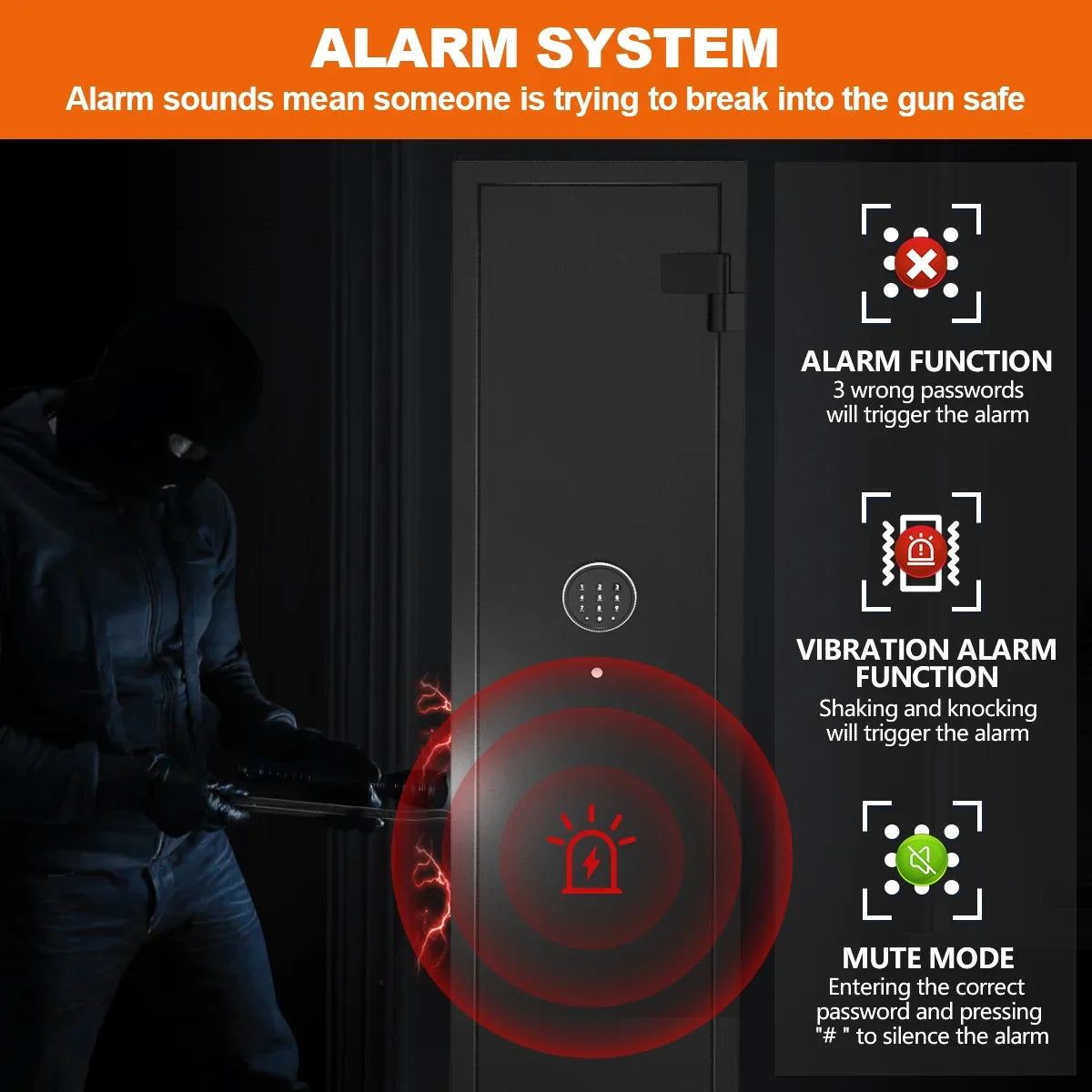 RXDSAFE 5-6 Long Gun Safes, Gun Cabinets for Home Storage of Rifle and Pistols, Quick Access Rifle Safe with Alarm System, Gun Racks, Pistol Pocket