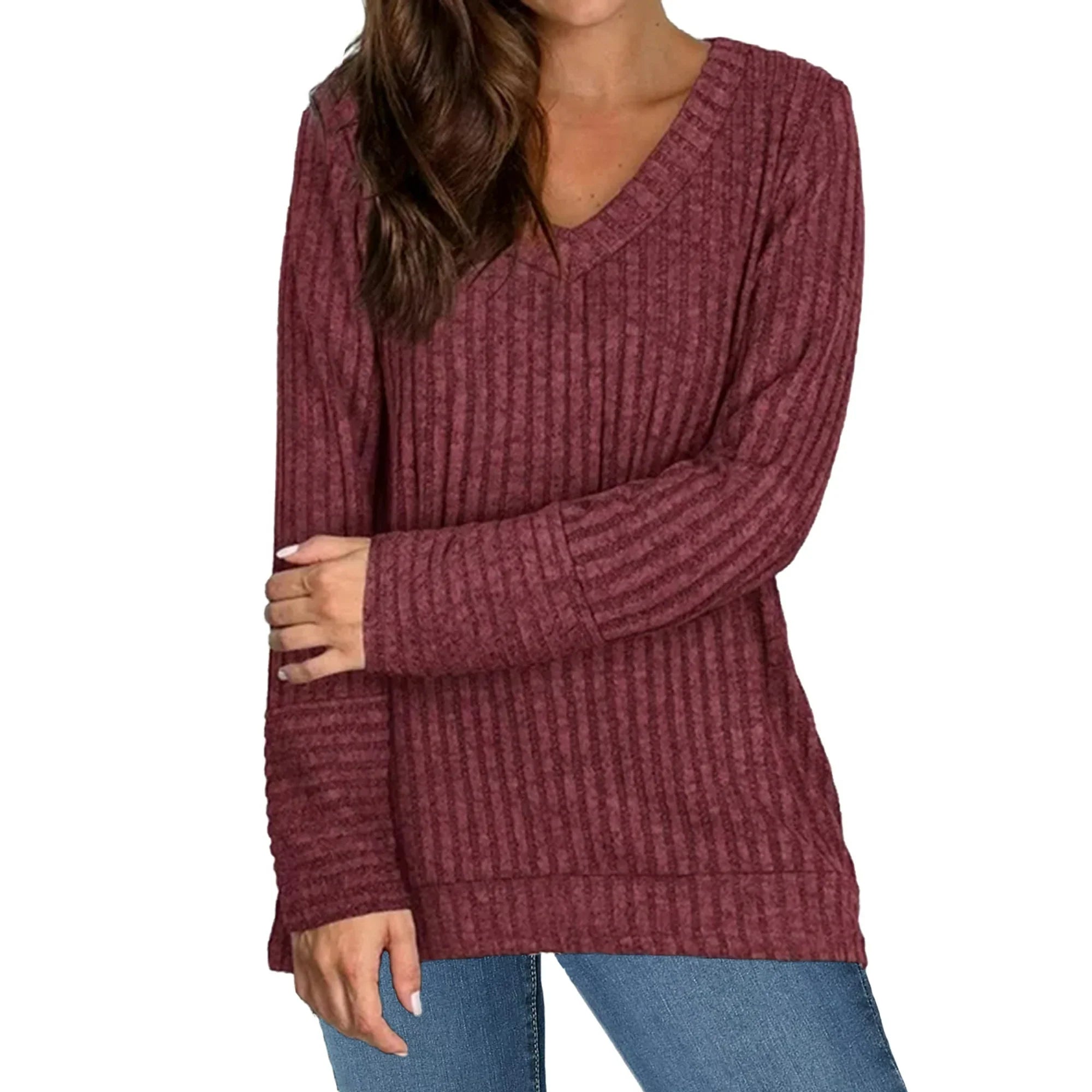 LinenMarket Womens Tops V Neck Long Sleeve Shirts Lightweight Pullover Casual Tunic Tops