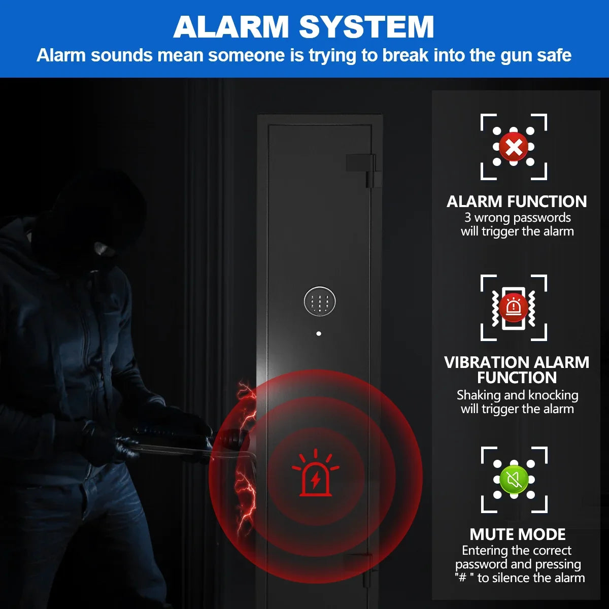 RXDSAFE 2-4 Long Gun Safes, Gun Cabinets for Home Storage of Rifle and Pistols, Quick Access Rifle Safe with Alarm System & Gun Racks