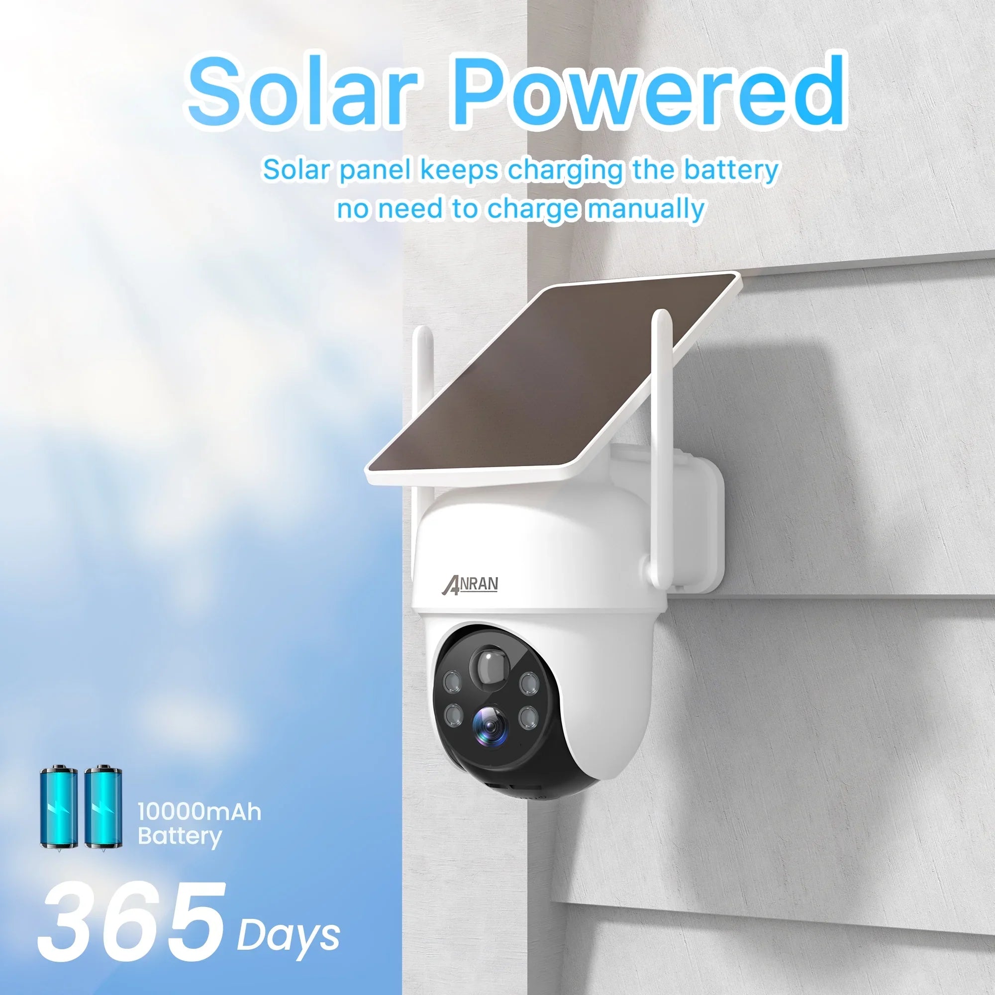 ANRAN 2K/4MP Solar Security Camera with Base Station, Spotlight, Expandable Local Storage, No Monthly Fee, 360 View Wireless Outdoor Camera, Waterproof PIR Detection, Home Surveillance System Camera