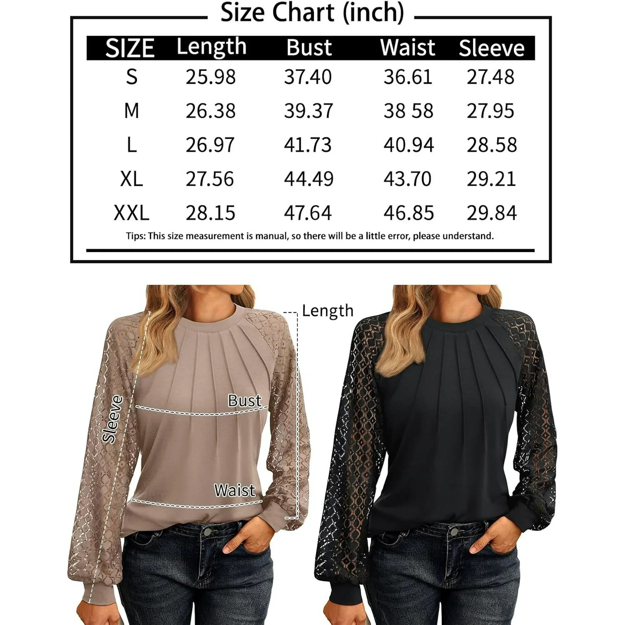 LinenMarket Women's Knit Tops Dressy Business Casual Blouses Lace Long Sleeve Work Shirts Fall Clothes