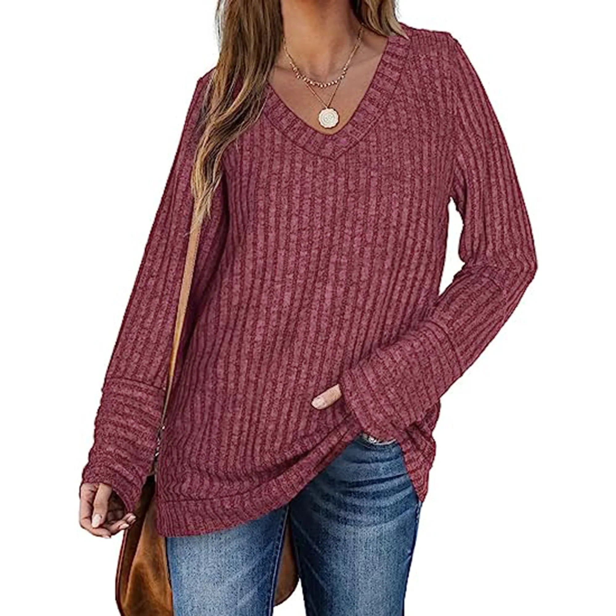 LinenMarket Womens Tops V Neck Long Sleeve Shirts Lightweight Pullover Casual Tunic Tops