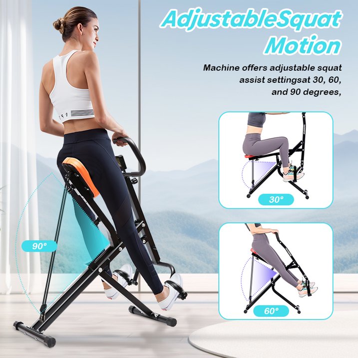 Squat Machine Row-N-Ride,Full Body Workout Squat Assist Machines Max Weight 400lb for Glutes, Legs, and Upper Body Cardio