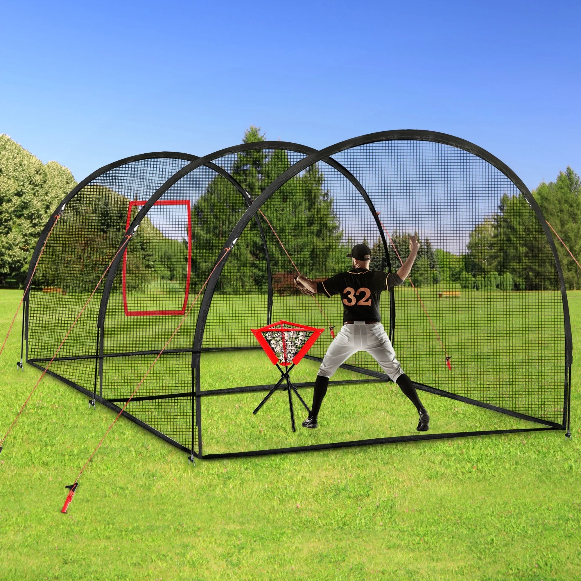 Batting Cage, 22x12x8FT Baseball Batting Cage Net, Portable Batting Cage, Baseball or Softball Batting and Pitching Practice for Outdoor Backyard Home Use