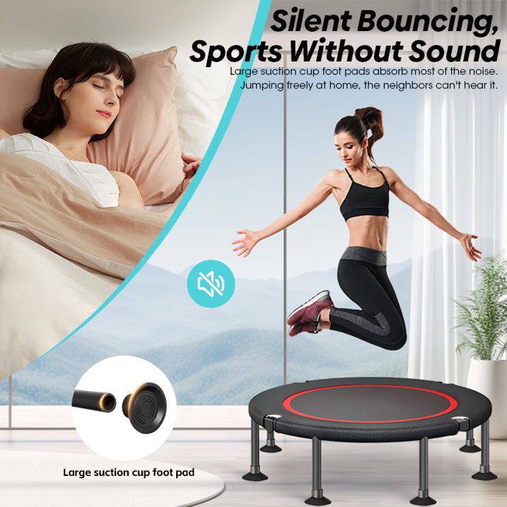 40-Inch Mini Trampoline, Adult Rebounder Trampoline, Fitness Exercise Trampoline for Indoor/Outdoor Workout — Supports up to 600 lbs