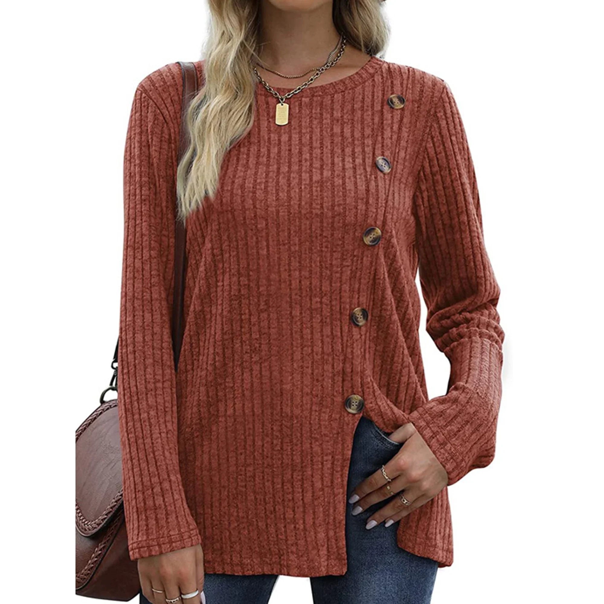 LinenMarket Womens Sweatshirts Crewneck Long Sleeve Shirts Casual Ladies Tops with Buttons