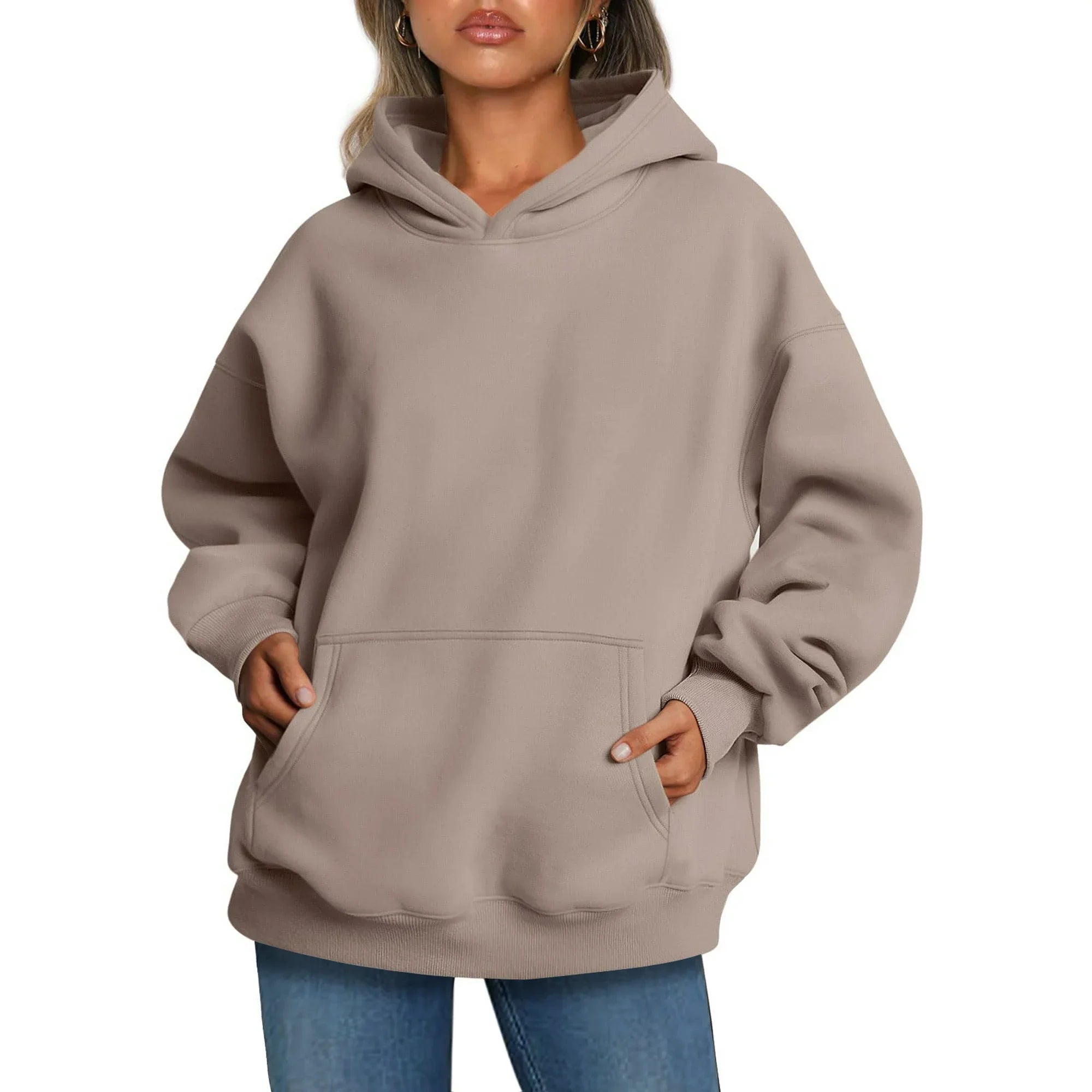 LinenMarket Hoodies for Women Fleece Hooded Sweatshirts Oversized Pullover Long Sleeve Ladies Tops with Pocket