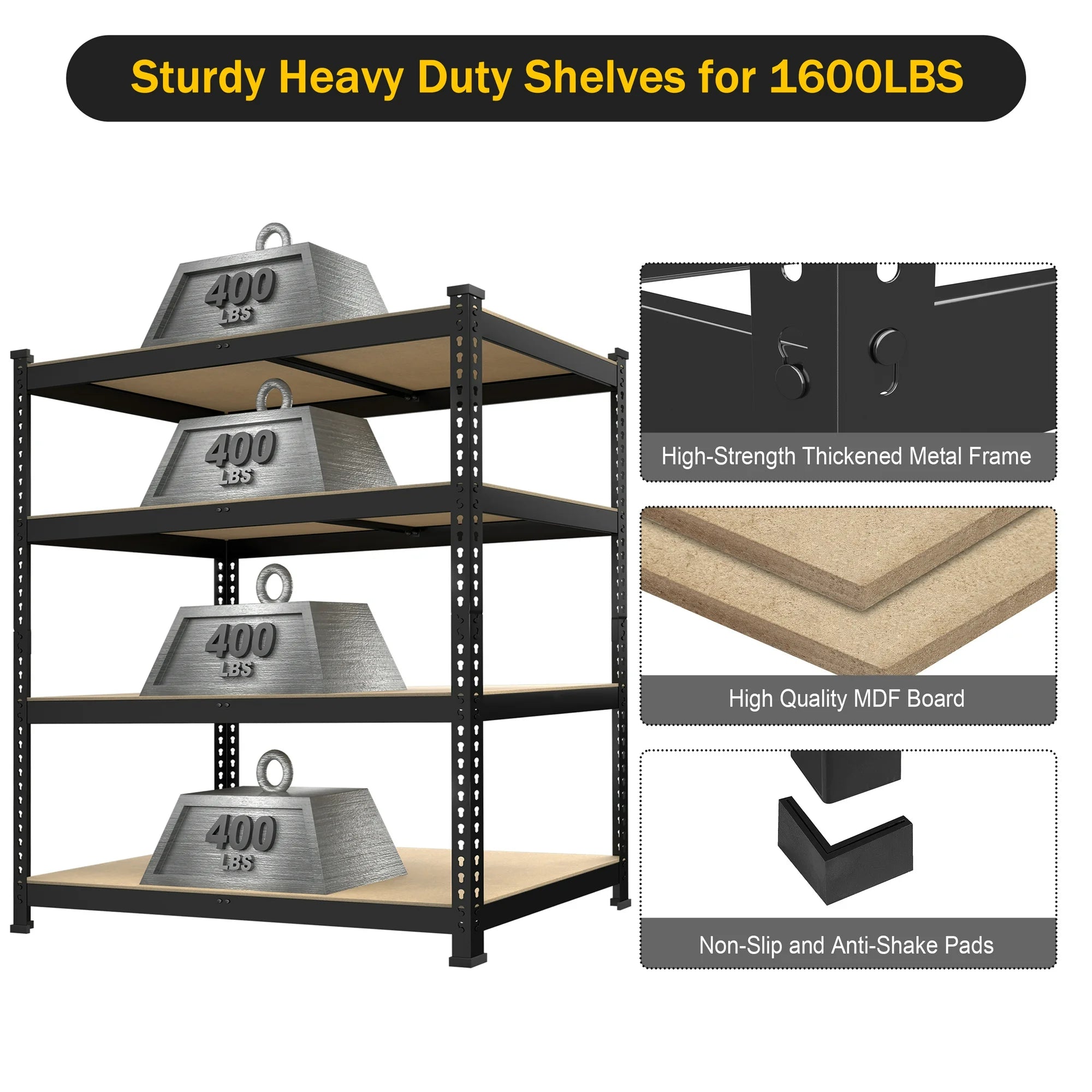 TrumanPick Metal Storage Shelves-36 W x 16 D x 72 H Wire Shelving unit Garage Storage Rack Heavy Duty Industrial Shelving