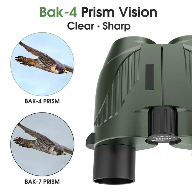 20X25 Compact Binoculars for Adults and Kids,Large Eyepiece Waterproof Binocular，Easy Focus Small Binoculars for Bird Watching,Hiking and Concert, Green