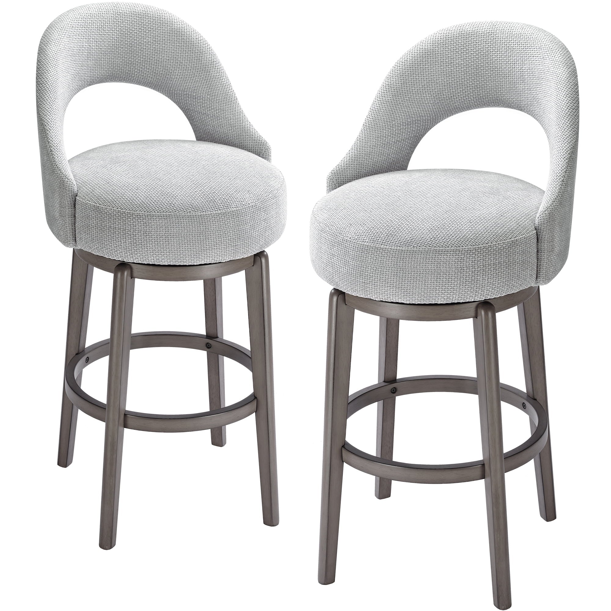 TrumanPick 30  Bar Height Swivel Bar Stool Set of 2 Upholstered Counter-Height Barstools U Shape Back Pub Chair Stools for Kitchen Island room